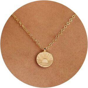 ⚡Gold Sun Pendant Necklace for Women Minimalist Sunrise Jewelry Gift Idea